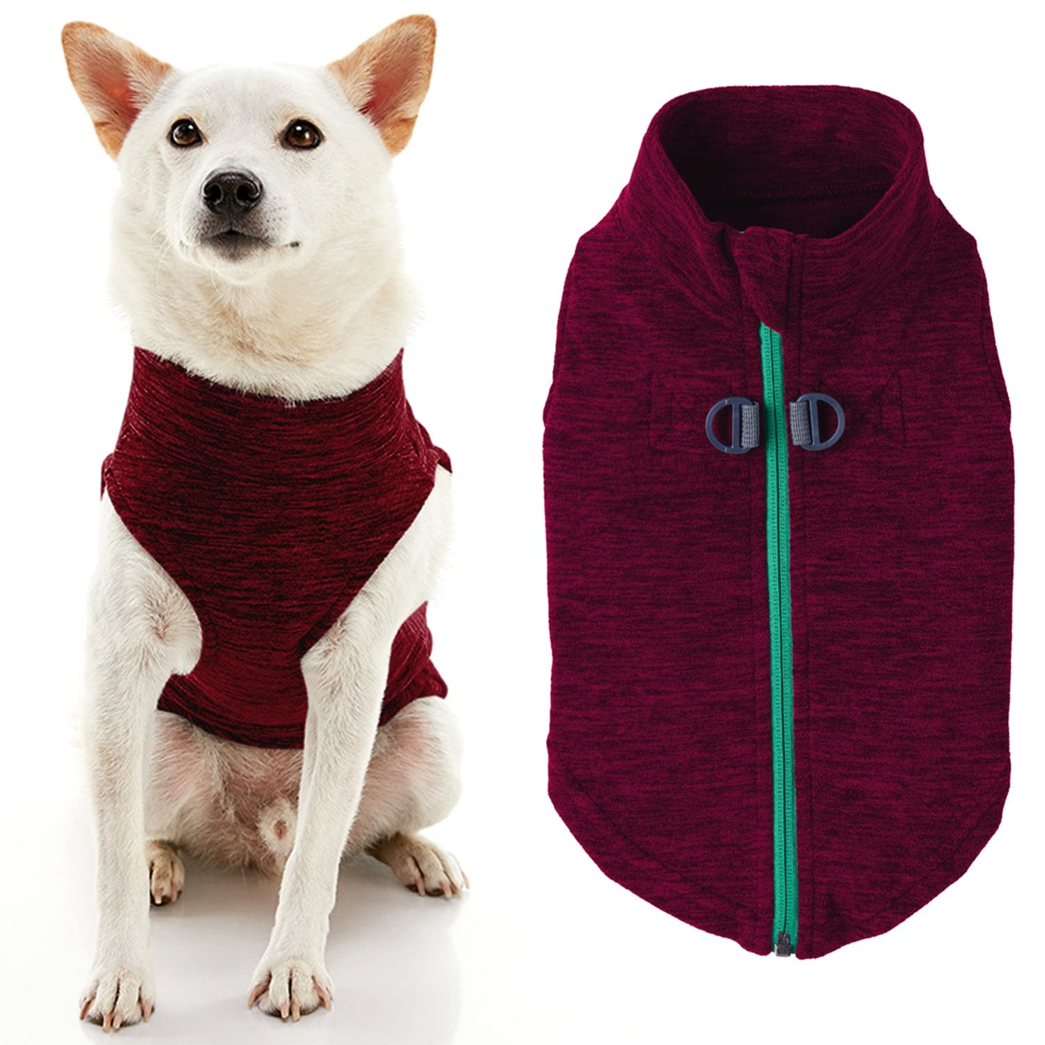 Gooby Zip Up Fleece Dog Sweater - Fuchsia Wash, X-Large - Warm Pullover Fleece Step-in Dog Jacket with Dual D Ring Leash - Winter Small Dog Sweater - Dog Clothes for Small Dogs Boy and Medium Dogs