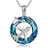 MONGAS Crystal Necklace Music/Astronaut/Fairy/Airplane/Cello/Dog Cat/Unicorn Necklace Sterling Silver Music/Astronaut/Fairy/Airplane/Cello/Dog Cat/Unicorn Jewelry for Women