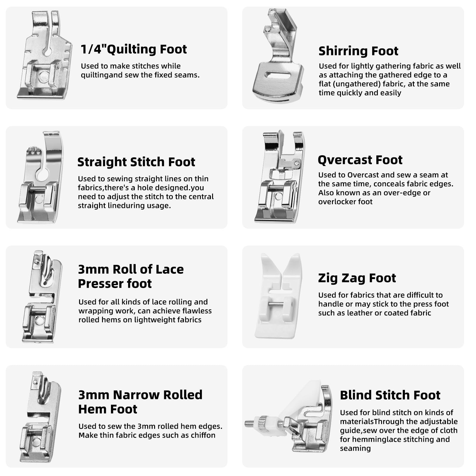 AnoleAir 16 Pcs Sewing Machine Presser Foot Set fits for Most Low Shank Snap-On Singer, Brother, Babylock, Euro-Pro, Janome, Kenmore, White, Elna Sewing Machines