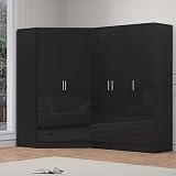 Reflect 2 Piece Wardrobe Bundle | 2 Door Corner + 3 Door Black Gloss view 1