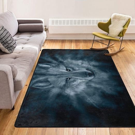 Amazon Com Super Soft Modern Native American Wolf Art Area Rugs Living Room Carpet Bedroom Rug For Children Play Solid Home Decorator Floor Rug And Carpets 210 X 150 Cm Kitchen Dining