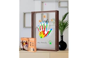 Family Handprint & Hand Casting Kit – DIY Craft Keepsake with Wooden Frame, Non-Toxic Paints, Baby Footprin Kit – Perfect Gif