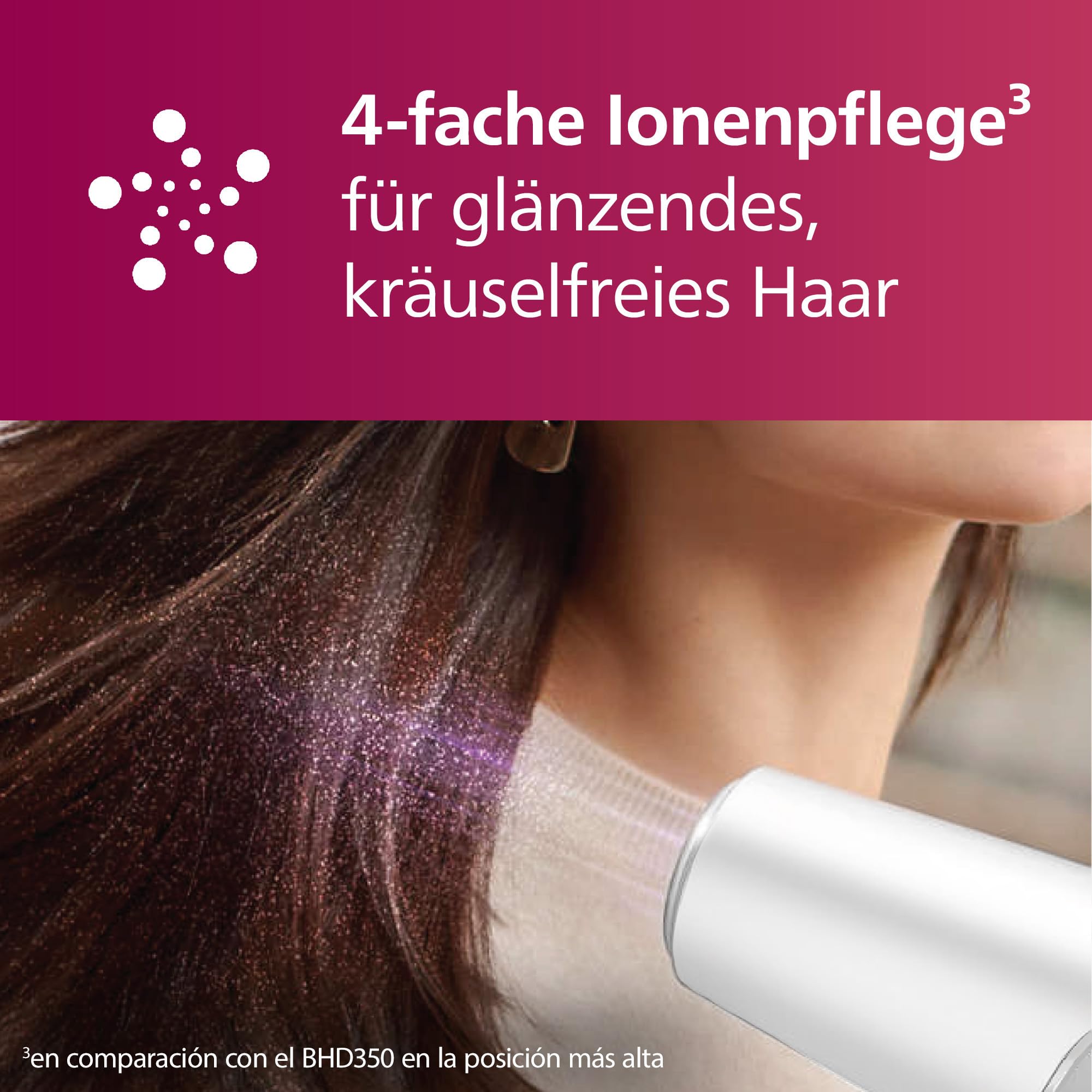 Philips Haartrockner 5000 Series, ThermoShield Technologie, Ionisierungsfunktion, 2.100 W, Weiß, mit Stylingdüse und Volumendiffusor, Modell BHD500/20 4
