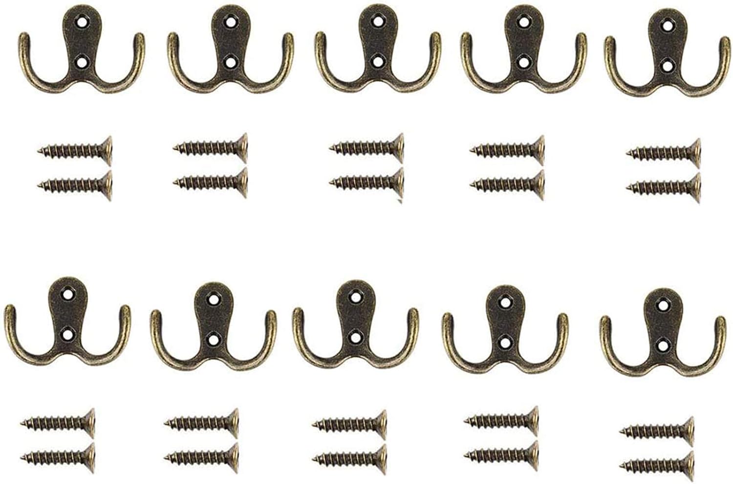 10 Piezas Ganchos percheros De Pared,Ganchos de Dobles Retro, para