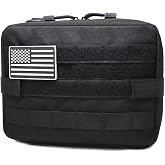 Tactical Admin Pouch Utility Molle Pouch EDC Tool Bag of Laser-Cut Design EMT Medical First Aid Kit Pouch Includes Flag and Cross Patch