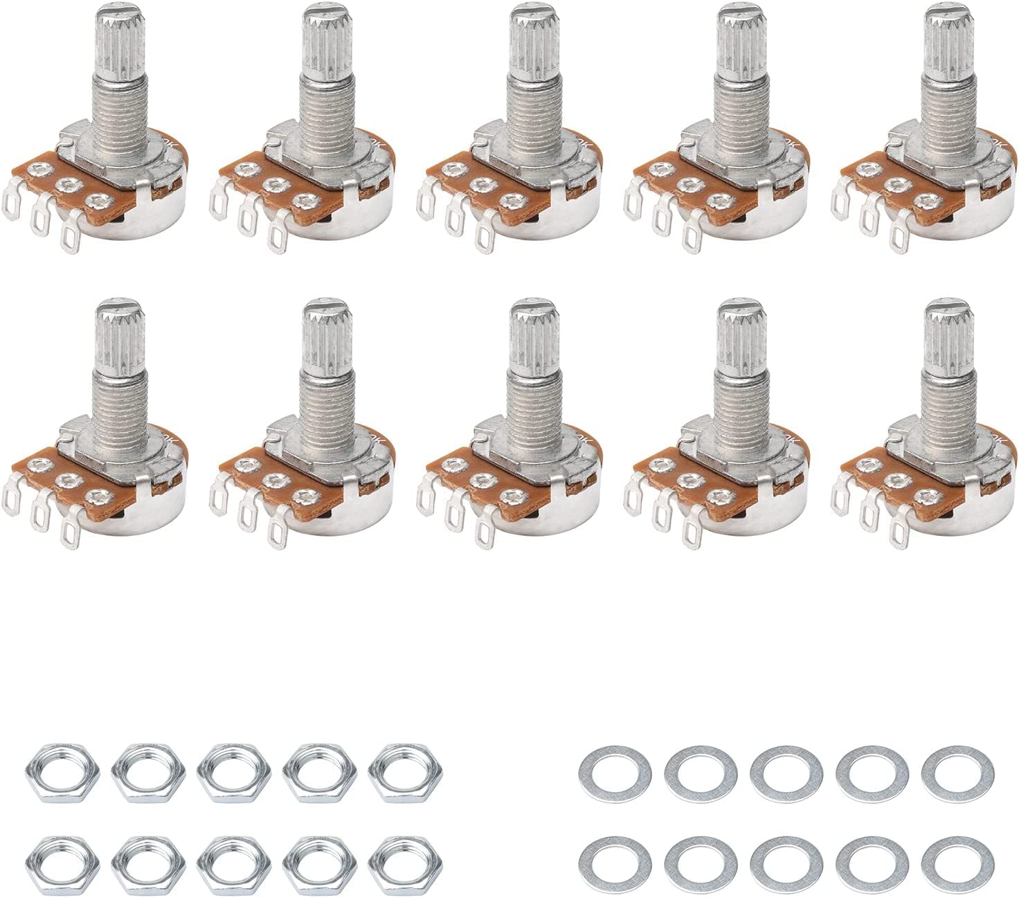 Pxyelec Guitar Potentiometer Audio Pots A500K OHM Replacement for Electric Guitar Pack of 10