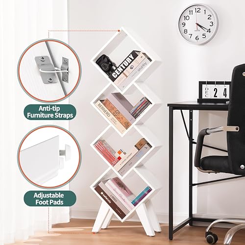 Adjustable Desktop Bookshelf - Wooden Storage Organizer, White Finish, Extendable Design For Office Or Home