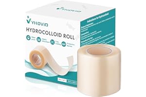 YHOVID Hydrocolloid Roll for Wound Care, Pimple Patch Roll Tape with Self-Adhesive, Bed Sore Bandages, Highly Absorbent for Burn, Blister, Acne Care, Sterile and Waterproof (2in x 8ft)