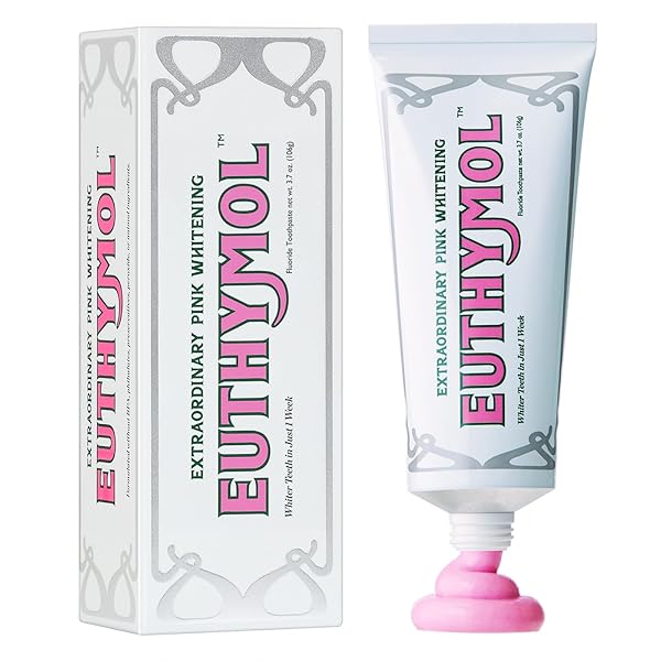 EUTHYMOL WHITENING TOOTHPASTE (3.7FL OZ) – STAIN REMOVAL IN 2 WEEKS, LONG-LASTING FRESHNESS FOR SENSITIVE GUM & TEETH. BAD BREATH, CAVITY PREVENTION. RECYCLABLE ALUMINUM TUBE