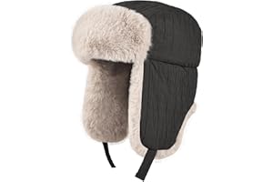 SSAXIGC Winter Hat for Men Women Trapper Hat with Ear Flaps, Windproof Russian Ushanka Trooper Hat for Cold Weather Hunting Skiing