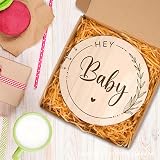 Homirty 35 Pages Wooden Baby Shower Guest Book with Ribbon, Nature Color view 4