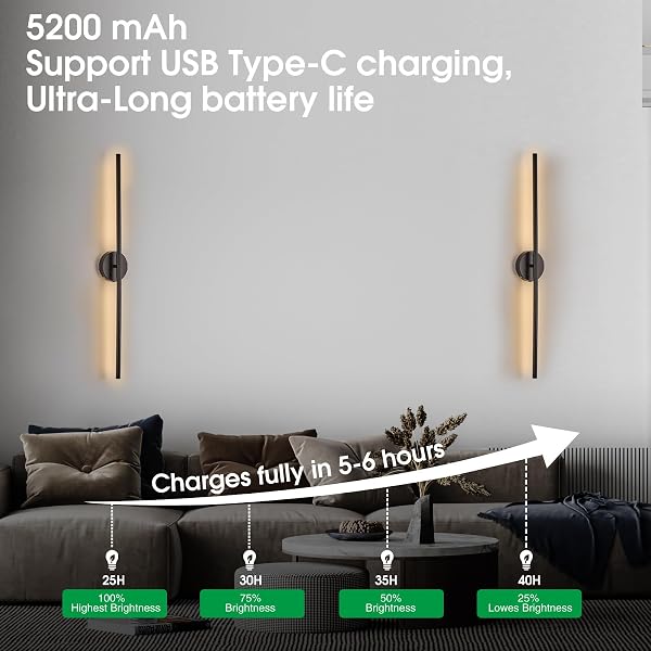 BATTERY OPERATED WALL SCONCES SET OF TWO, DIMMABLE BATTERY WALL SCONCE WITH REMOTE CONTROL, 3000K-6000K INFINITE WALL SCONCE, WIRELESS WALL LIGHTS FOR LIVING ROOM BEDROOM HALLWAY DECOR 27.6 INCH