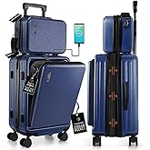 TravelArim 22 Inch Carry On Luggage, Carry On Suitcase with Wheels, Hardside Luggage Carry-On, Expandable Navy Small Suitcase, Hard Shell Carry-on Luggage, Spinner Luggage with Cosmetic Bag