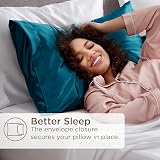 Bedsure Satin Pillowcase Hair Silk Like 2 Pack Queen Standard 50x75 Teal Cyan view 4