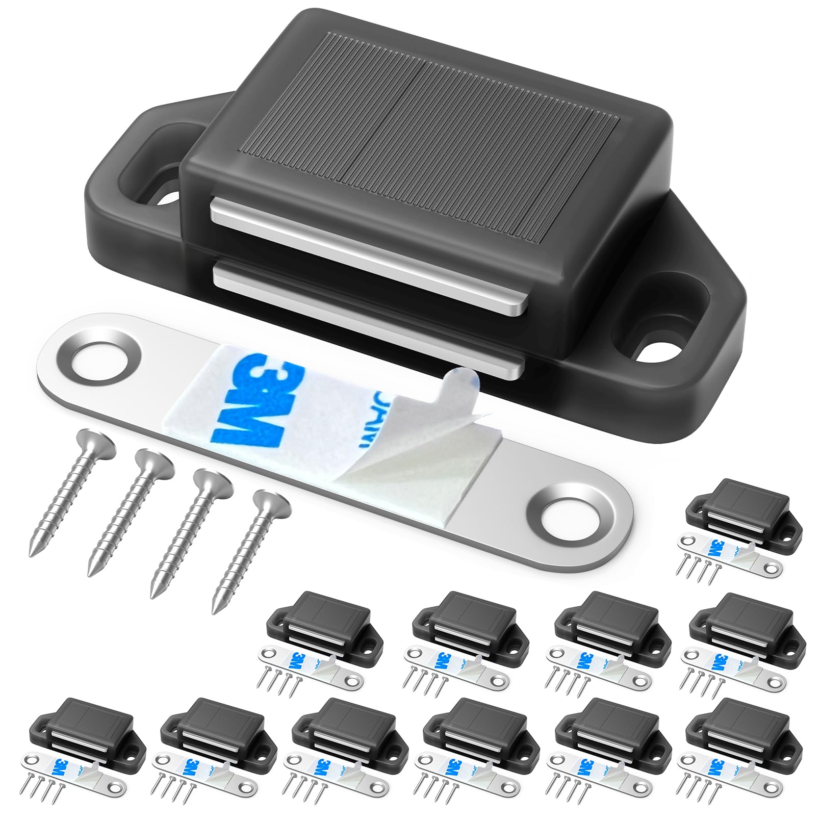 Tonitrui Cabinet Magnetic Catch Magnetic Cabinet Door Catch Magnetic Cabinet Latch for Kitchen Drawer Magnets to Stay Closed Magnetic Catch Closet for Drawer（Black 12 Pack）
