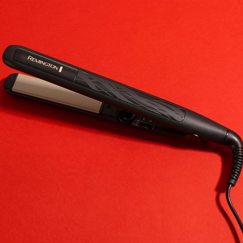 Remington ceramic slim hair straightener, floating plates, anti-static ceramic, turmaline, teflon protective coating, protection and shine, temperature 230°c, heating 15s, s3500, black one size