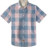 Dubinik® Mens Short Sleeve Button Down Shirts 100% Cotton Plaid Men's Casual Button-Down Shirts with Pocket