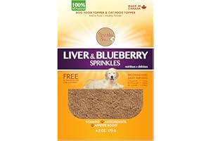 SPRINKLES & PAWS Liver & Blueberry Sprinkles with Apple Dog Food Topper | Made in Canada with Organic Fruit (Powder) | Makes 