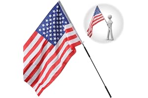 FEBLOMST Portable Flag Pole, 7 ft Flag Poles for 3x5 Flags Outdoor, American Flag with Pole for Outside, Handheld Black Flagpole Kit for Carry Use, Parade, Guide, Extendable