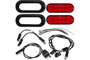 Partsam Red Cargo Carrier Hitch Rack Lights Kit, 2Pcs 6 Inch 10 LED Oval Waterproof Tail Lights with Rubber Grommets, 76" Wir