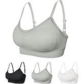 ZYQEXA 3 Pieces Sports Bras for Women - Wireless Padded Bralette Women's Seamless Bras Comfy Cami Bra Pack Yoga Sleep
