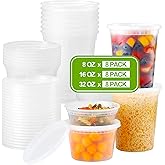 AOZITA 24 Sets Plastic Deli Food Containers With Lids, 8 oz 16oz 32oz Variety pack, Airtight Food Storage Containers, Freezer/Dishwasher/Microwave Safe, Soup Containers For Takeout Food Storage
