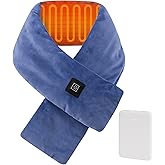 Heated Neck Wrap with 5000 mAh Power Bank, Cordless Heating Pad with Adjustable 3 Heat Settings, Soft Neck Warmer for Pain Relief, Muscle Relaxation, Portable Heated Neck Scarf