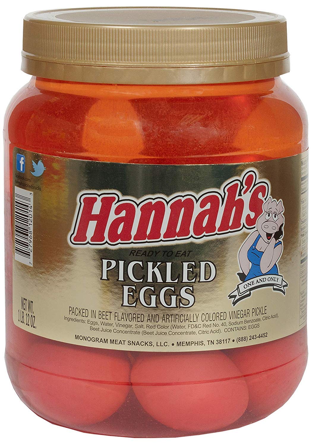 Hannah's Pickled Eggs 1/2 Gallon Jar Gourmet Meat Gifts
