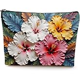 LONGXIN Floral Cosmetic Bag Aesthetic Flower Small Makeup Bag Travel Toiletry Makeup Organizer Zipper Pouch Christmas Thanksgiving Birthday Gifts for Women Girls Friend Sister Her