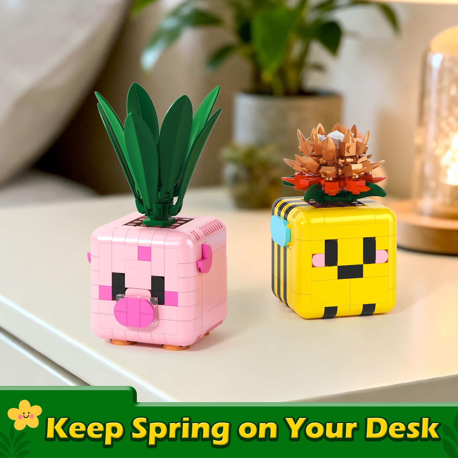 Plants Pflanzliche Botanik Bausteine - Kompatibel mit Lego Botanicals Pflanzen für Jungen & Mädchen als kreative Schreibtisch Bonsai Deko Ration, Weihnacht Geburtstags Geschenke für Mädchen 8