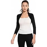 AmélieBoutik Women Ruched 3/4 Sleeve Bolero Cropped Cardigan Shrug