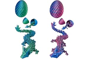 2 Pack 3D Printed Dragon Easter Egg with Dragon Inside, Prefilled Easter Egg Fillers Articulated Fidget Toy, Perfect Basket E