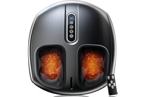 PACOVY Shiatsu Foot Massager with Heat, Deep Kneading, Vibration and Rolling Compression, 2 Heat Levels, Birthday Gifts for Women Mom Dad, Feet Massage