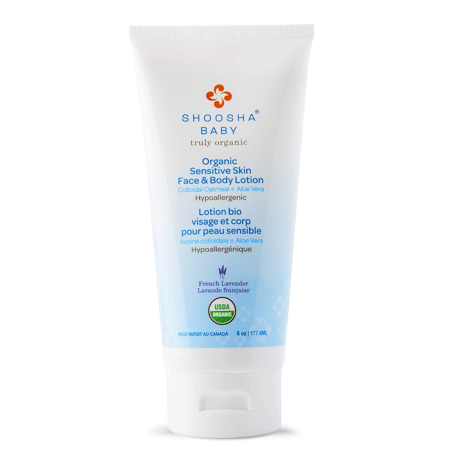 Organic Baby Lotion French Lavender, for Sensitive Skin, All Natural Face and Body Lotion for Kids, Hypoallergenic, Gluten-Free, Non-Sticky, 100% Biodegradable - Shoosha: Beauty