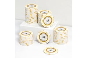 JIESITE 14 Gram Clay Poker Chips Monte Carlo Poker Chips Casino Grade Poker Chip for Texas Hold'em, Blackjack Poker Games Pack of 50 Pieces