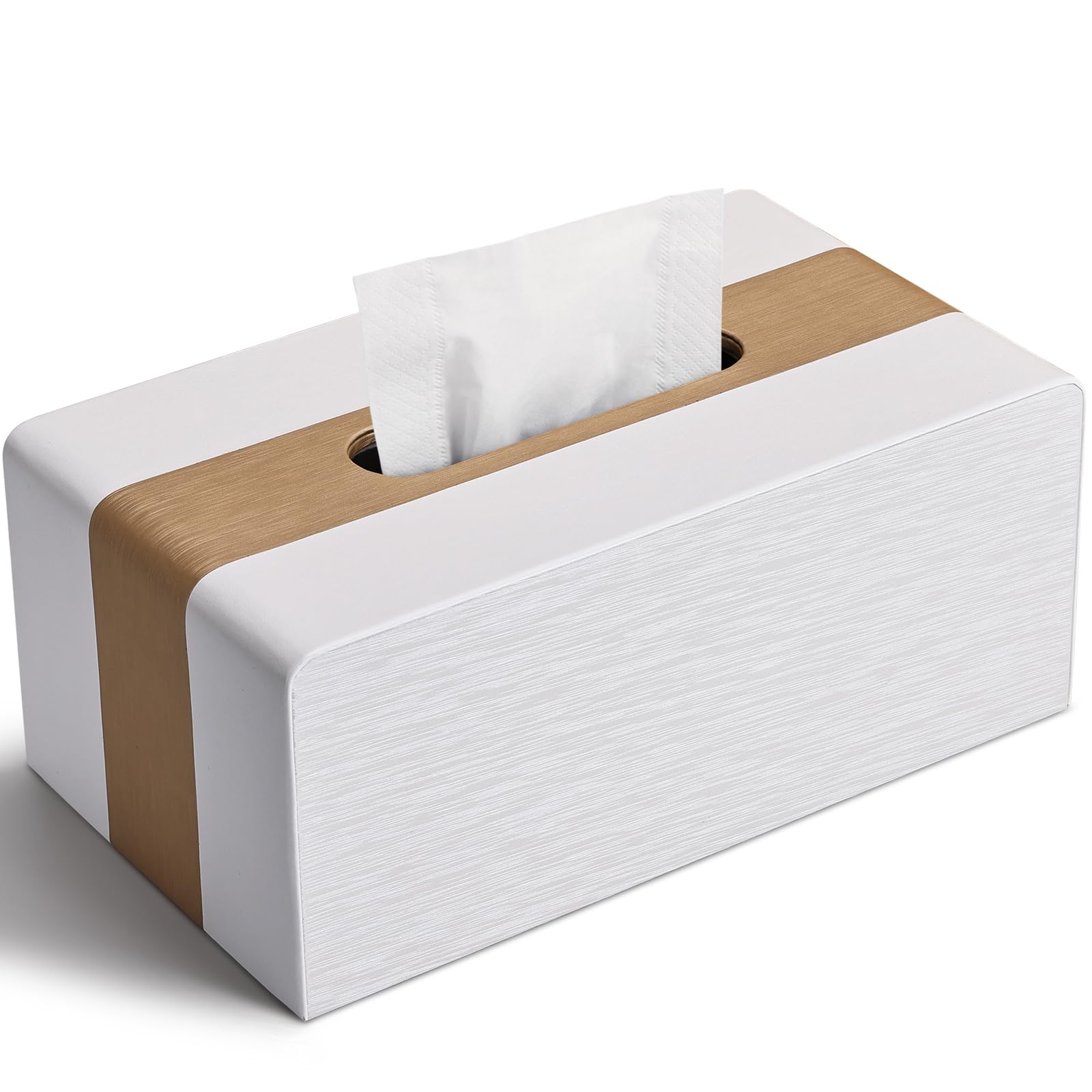 LADSTAG Gold & White Rectangular Cosmetic Tissue Box Cover L × W × H 25 × 13.7 × 9.4 cm