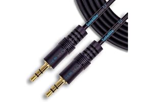 SatelliteSale Auxiliary 3.5mm Audio Jack Male to Male Digital Stereo Aux Cable Universal Wire PVC Black Cord 6 feet