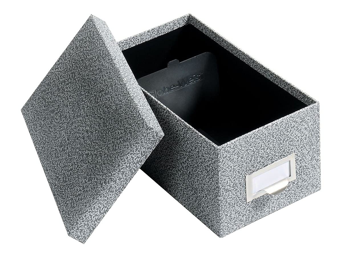 Globe-Weis/Pendaflex Fiberboard Index Card Storage Box, 4 x 6 Inches, Black Agate (94 BLA)