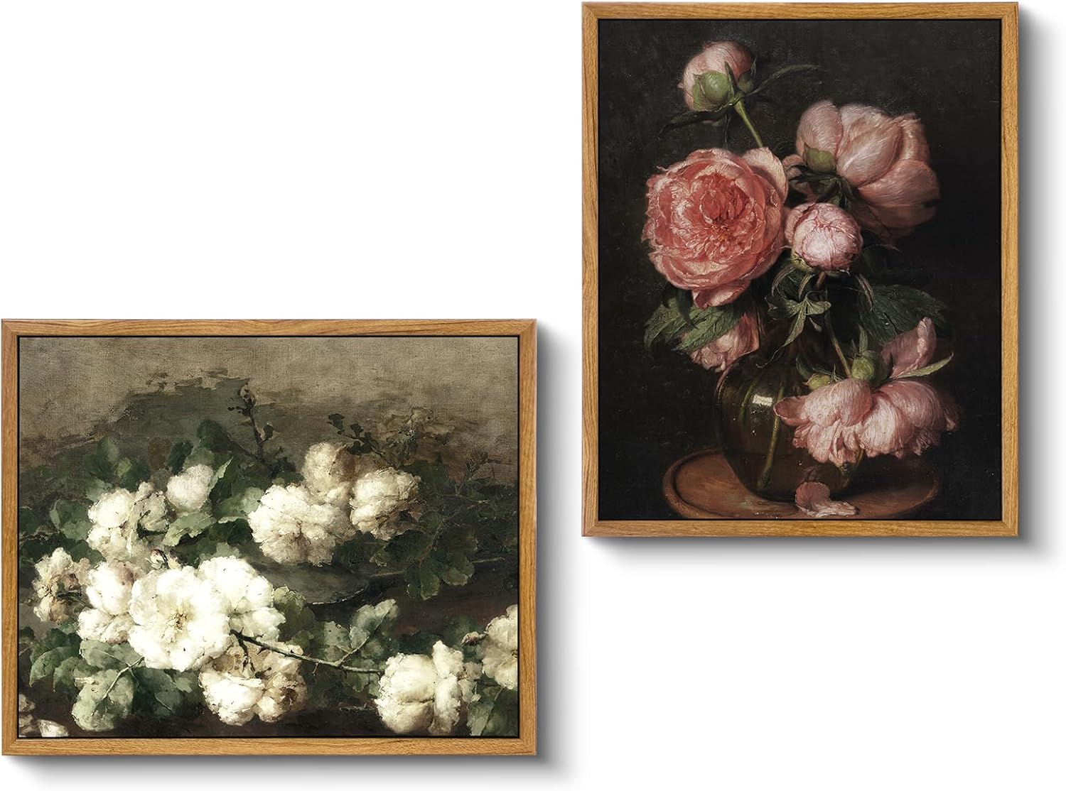 Wall Décor - VIYYIEA Framed Wall Art Room Decor, Set of 2,Vintage Floral Flower Canvas Prints, Desk Paintings Artwork for Gallery Bedroom Bathroom Kitchen Dining Home Office Gifts, 8x10 Inch
