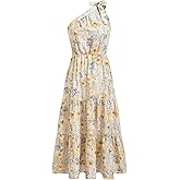 CIDER Women's Maxi Floral Dresses One Shoulder Tie Long Dresses Trendy Flowy Summer Outfits