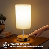 Suright Bedside Lamp 3-Way Dimmable USB A+C Ports Linen Shade LED Bulb Included view 3
