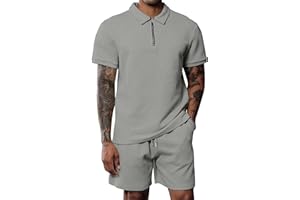 Uni Clau Mens Polo Shirt and Shorts Set Fashion Summer Outfits Casual Short Sleeve Polo Set for Mens 2 Piece Short Set