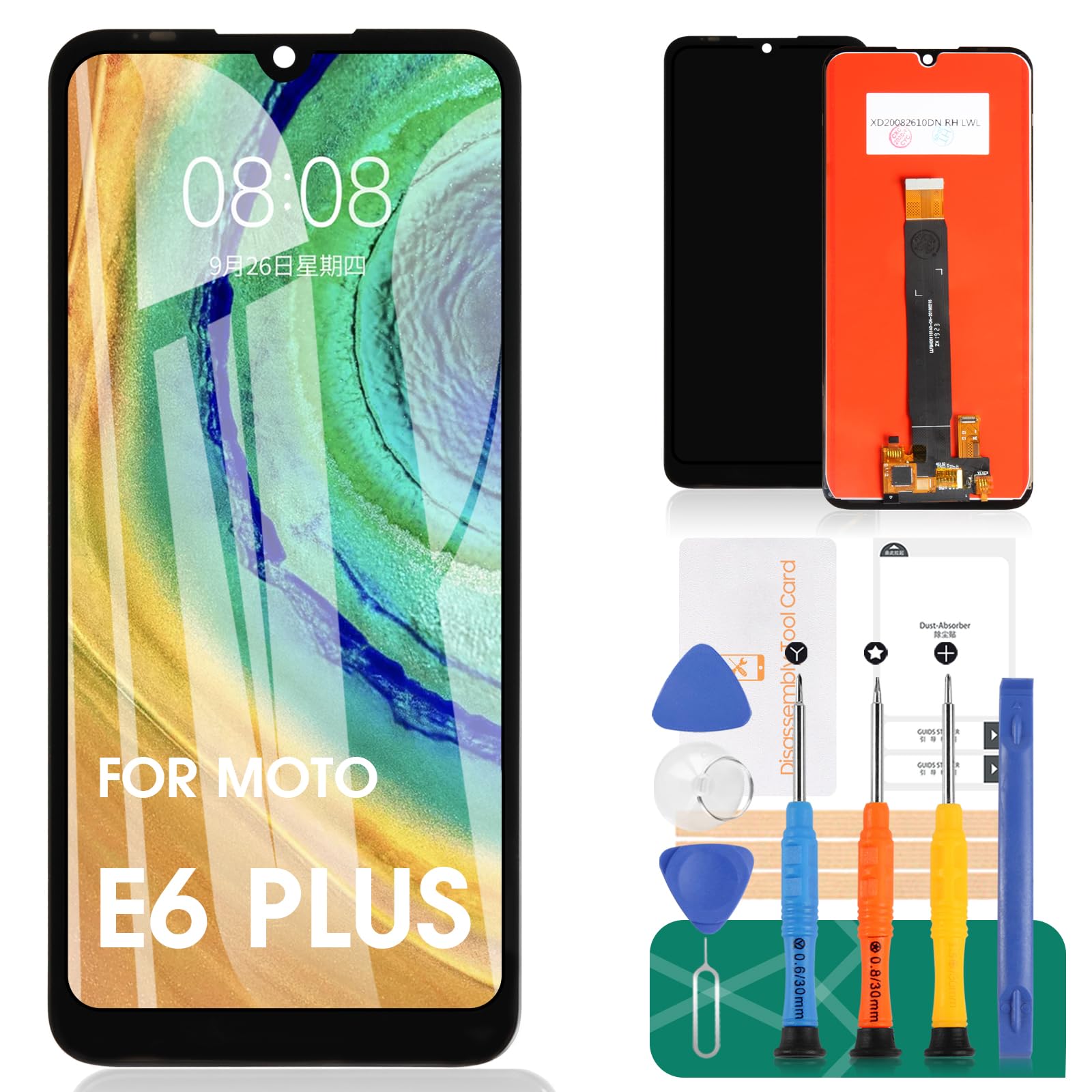 SRJTEK For Motorola Moto E6 Plus LCD Screen E6 Plus Screen Replacement PAGA0004 Display Touch Digitizer Assembly PAGA0004IN, PAGA0033IN, PAGA0033 Repair Parts Kits