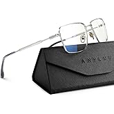 ANYLUV Rectangle Blue Light Glasses, Classic Business Style Computer Glasses, Lightweight Metal Eyeglasses for Anti Eyestrain