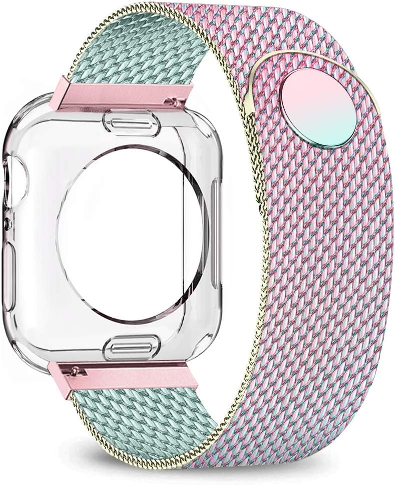 jwacct Compatible for Apple Watch Band with Screen Protector 38mm 40mm 42mm 44mm, Soft TPU Frame Case Cover Bumper Compatible for iwatch Series 1/2/3/4/5