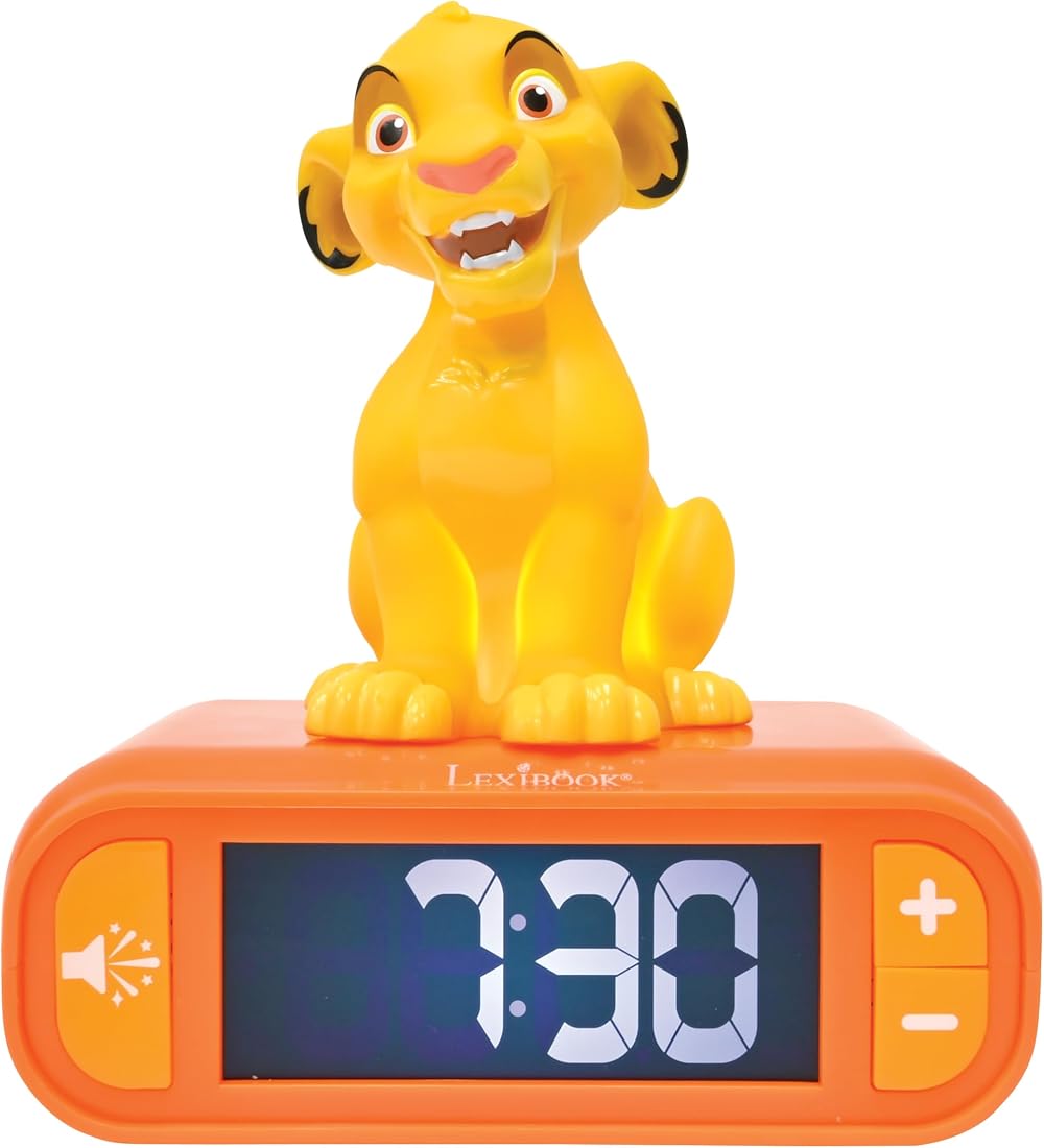 Lexibook Disney Lion King Simba Nightlight Alarm Clock LCD Backlit Snooze