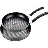 T-Fal Ultimate Hard Anodized Nonstick Fry Pan Set 2 Piece, 8, 10 Inch, Oven Broiler Safe 400F, Kitchen, Cookware, Pots and Pans Set Non Stick, Frying Pans, Dishwasher Safe, Black