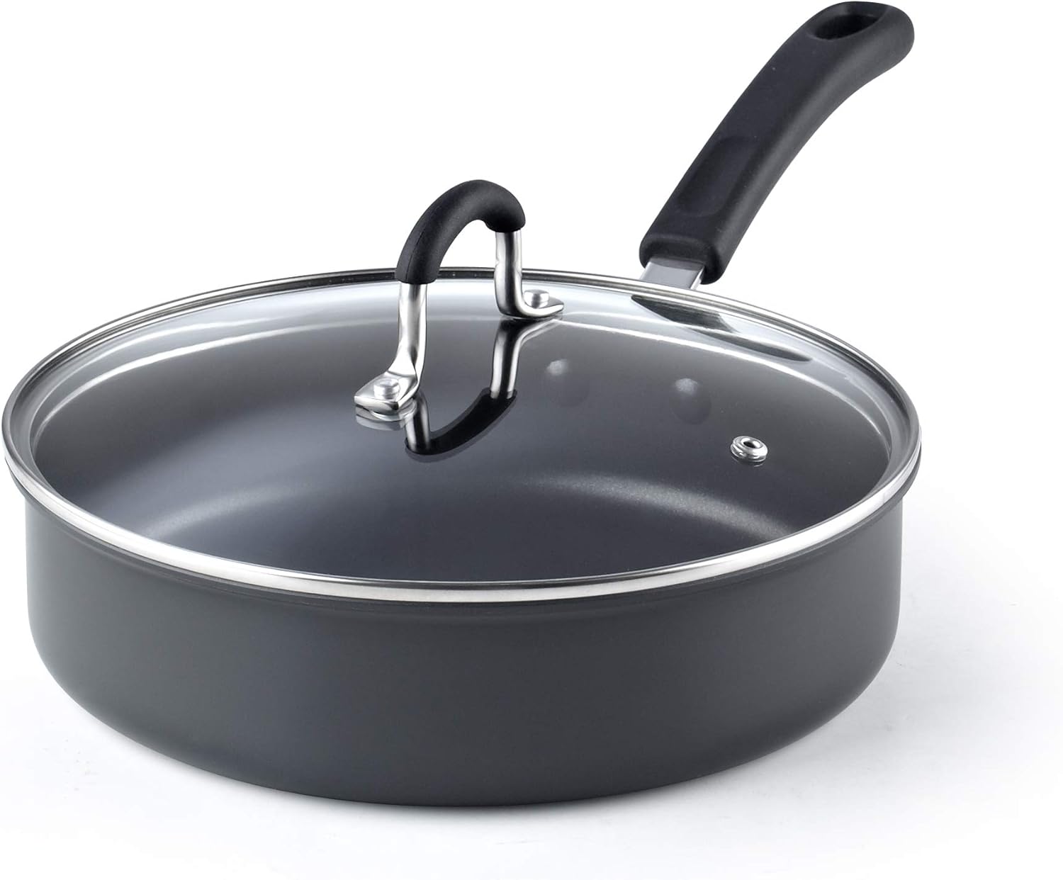 Cook N Home 2635 3 Quart/24cm Anodized Nonstick Saute Pan, 3 Quarts, Black