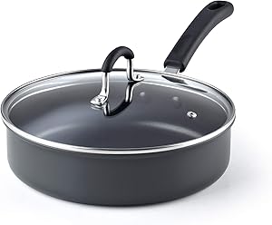 Cook N Home 2635 3 Quart/24cm Anodized Nonstick Saute Pan, 3 Quarts, Black