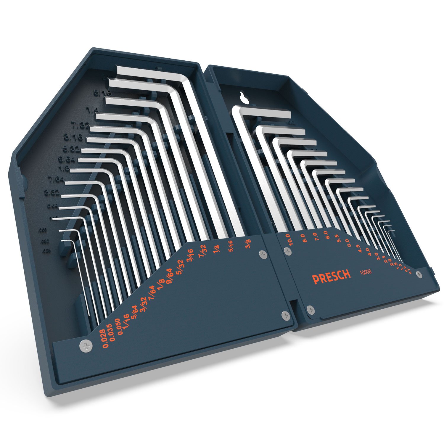 PRESCH Hex Key Set HX 30pcs. - Metric and Imperial Hex Keys - Large Hexagon Keys, Wrench in one Compact Box for Hanging up